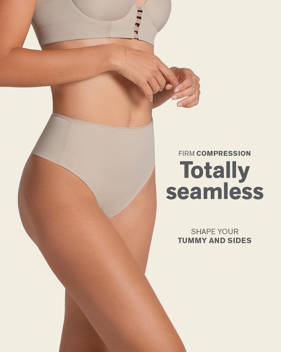 Seamless DuraFit® thong shaper with firm tummy and side compression – Style 012952. side