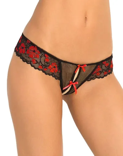 Rene Roffe Crotchless Lace Thong
