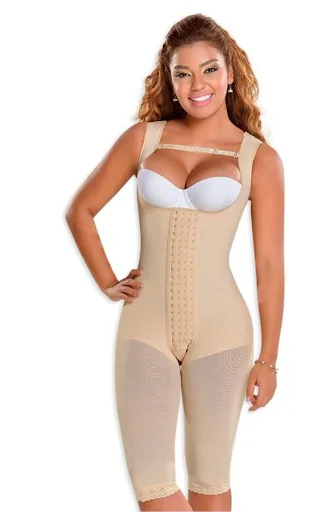 High-compression open-bust full-body Powernet shapewear with high-back coverage and adjustable straps-style f0085