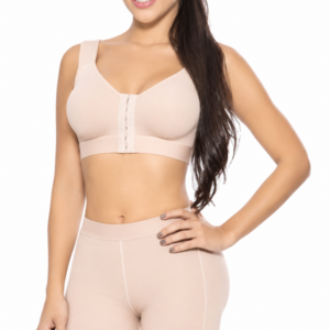 Mid-thigh double butt lifter shaper Style S0076-1 with high compression, tummy control and natural butt enhancement. beige front