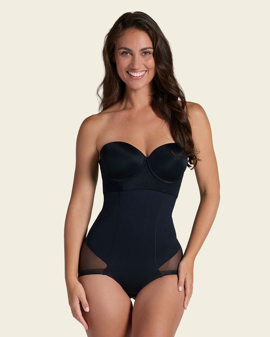 Extra high-waisted sheer butt lift shaper panty with firm tummy control – Style 012811.