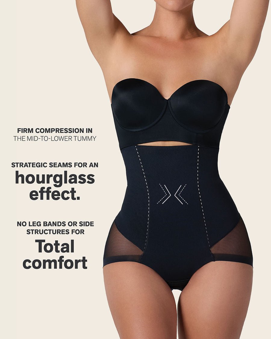 Extra high-waisted sheer butt lift shaper panty with firm tummy control – Style 012811. black