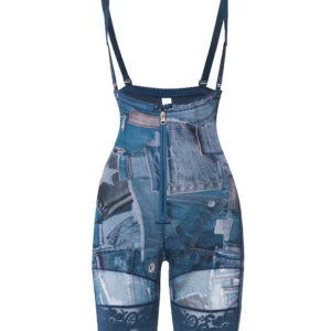 High compression mid-thigh strapless shaper.