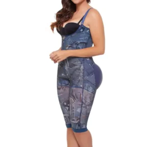 Knee-length abdominal zipper shapewear.