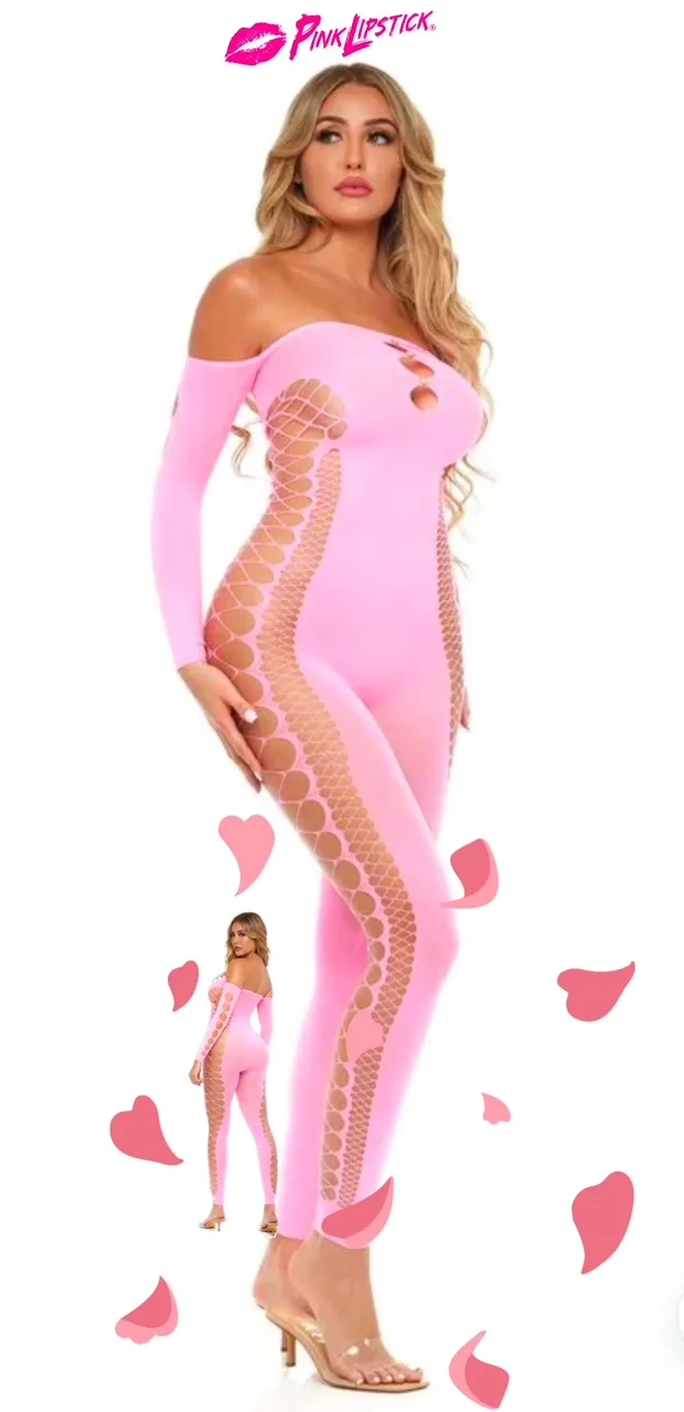 Full body diamond fishnet bodystocking for women, sheer stretch design with sparkling detail, sexy one-piece lingerie.