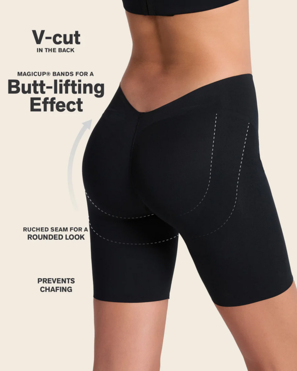 black backless shaper short with tummy control